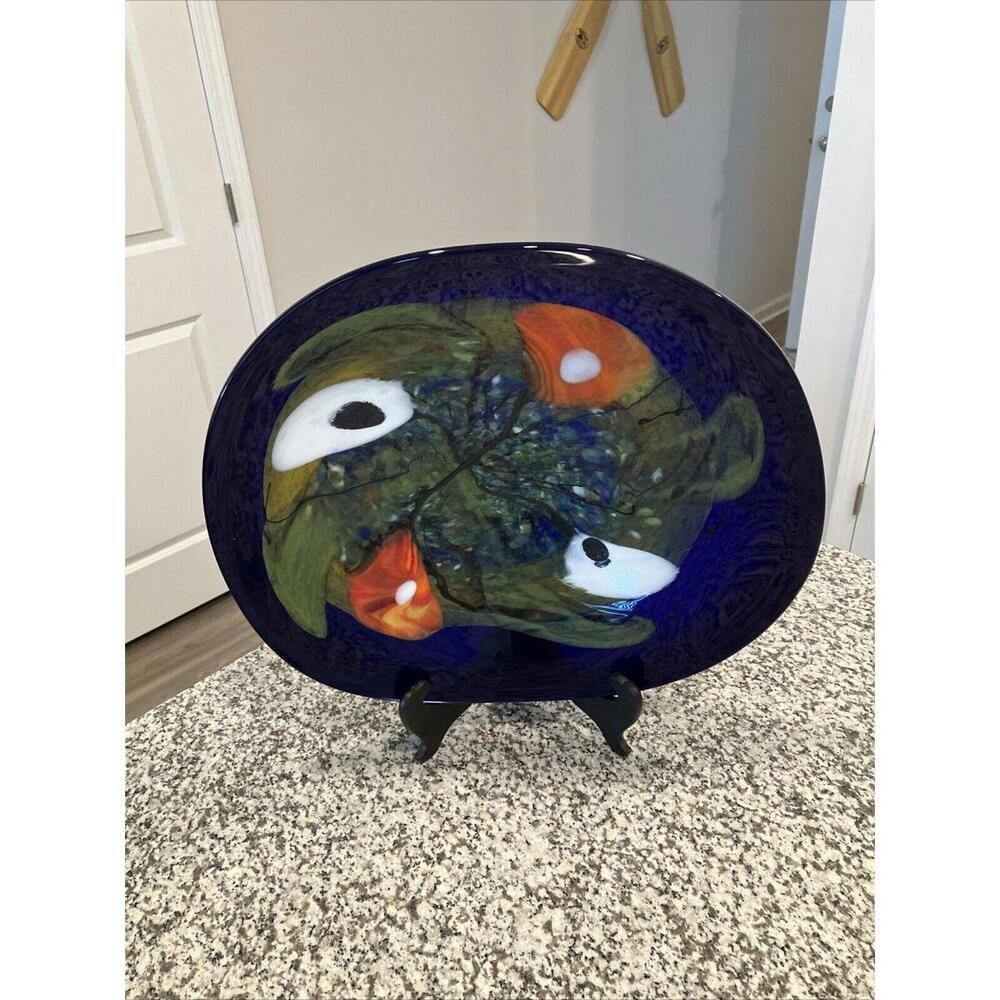 Signed MIHAI TOPESCU Master Glass Platou Center Piece 17.5 X 16 Inches